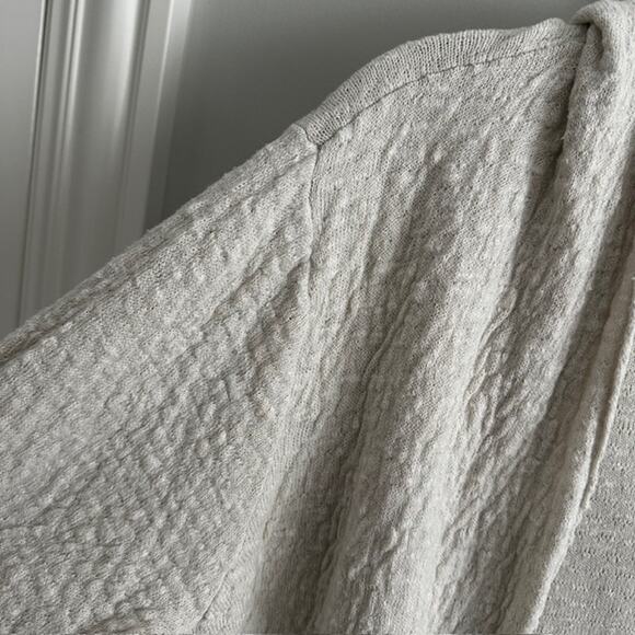 Eileen Fisher Organic Linen Blend Hooded Front Pocket Cardigan XL Oatmeal - Picture 7 of 11